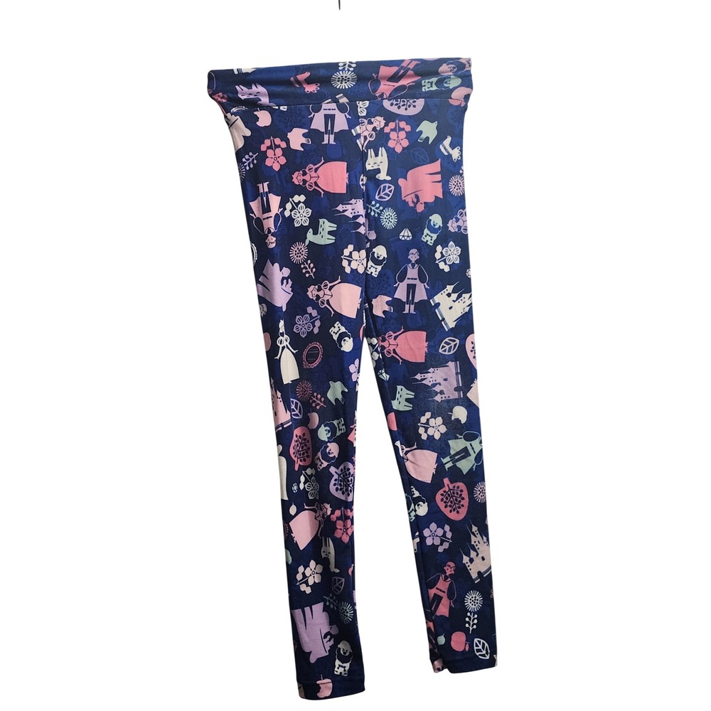 LuLaRoe Tween Leggings Disney‎ Princess Castle Deer Floral Print Blue